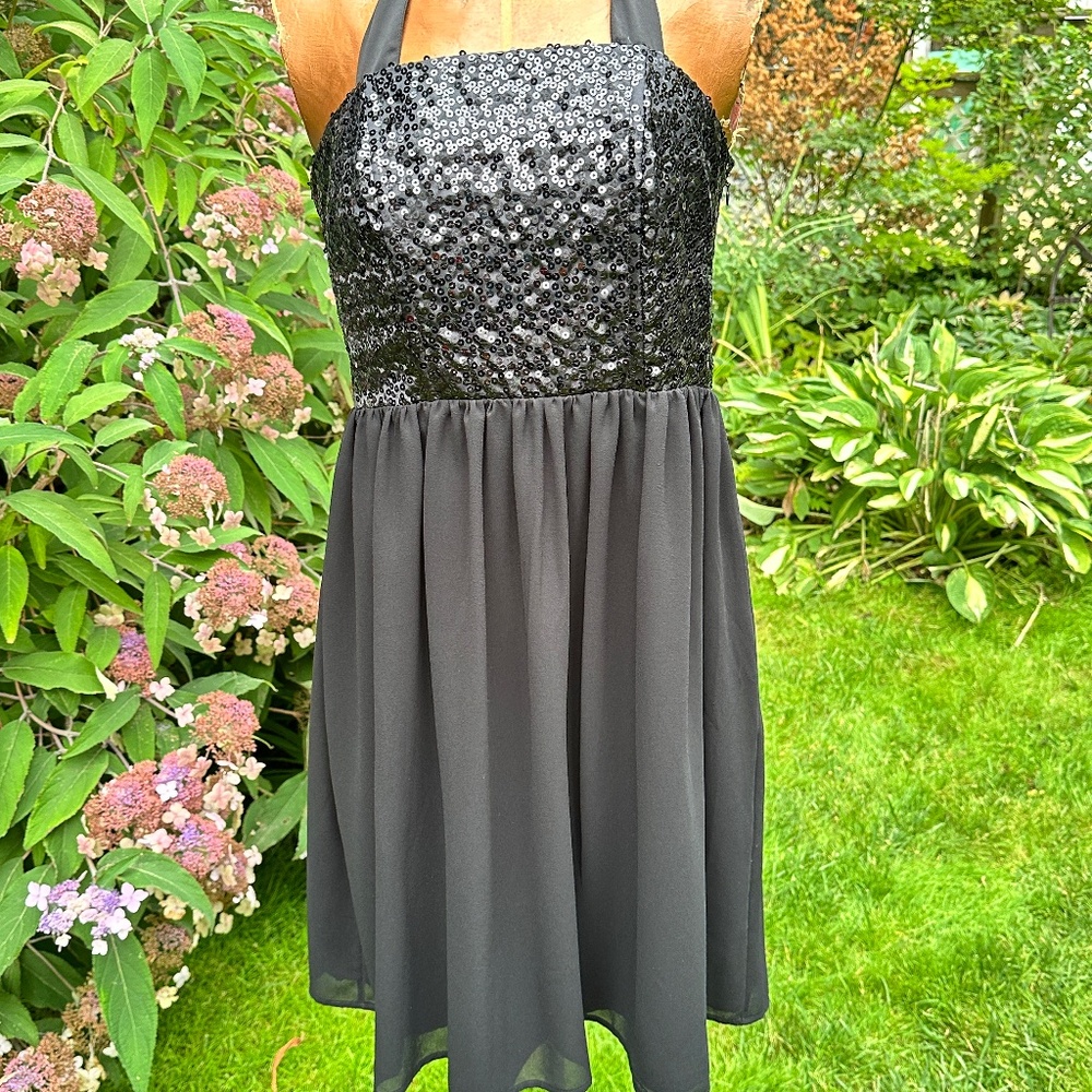 Halter top black dress